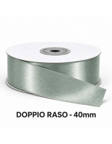 Nastro Doppio Raso 40 mm x 50 m - Argento - vista bobina
