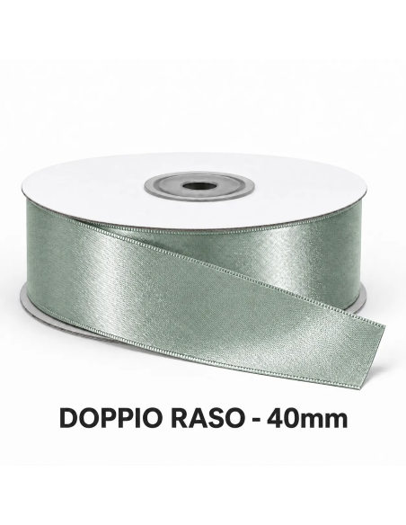 Nastro Doppio Raso 40 mm x 50 m - Argento - vista bobina