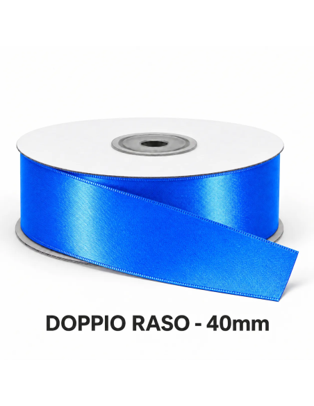 Nastro Doppio Raso 40 mm x 50 m - Bluette - vista bobina