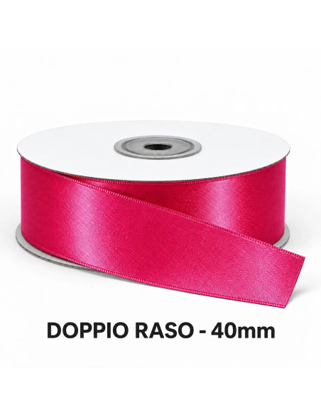 Nastro Doppio Raso 40 mm x 50 m - Fragola - vista bobina
