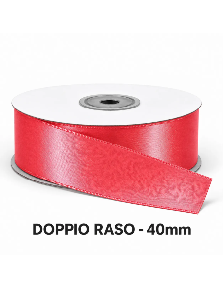 Nastro Doppio Raso 40 mm x 50 m - Corallo - vista bobina