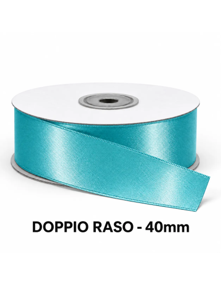Nastro Doppio Raso 40 mm x 50 m - Turchese - vista bobina