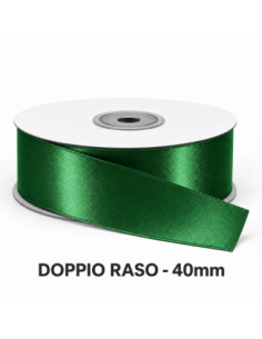 Nastro Doppio Raso 40 mm x 50 m - Verde Smeraldo - vista bobina