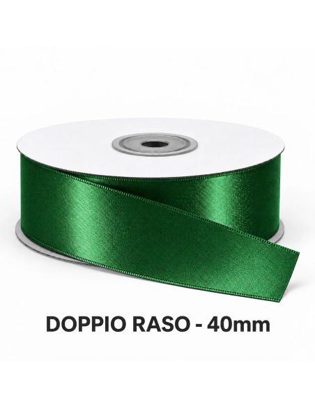 Nastro Doppio Raso 40 mm x 50 m - Verde Smeraldo - vista bobina