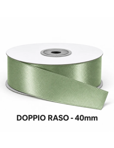 Nastro Doppio Raso 40 mm x 50 m - Verde Salvia - vista bobina
