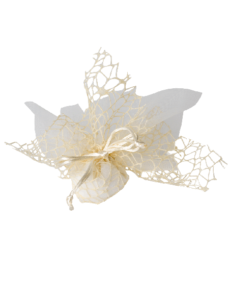 Sacchetto Rete XL con Velo Fata e Tirante 25x25 cm - Crema | G3S Ingrosso