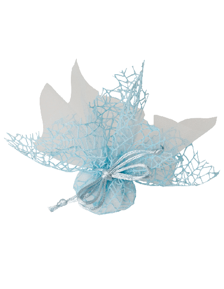 Sacchetto Rete XL con Velo Fata e Tirante 25x25 cm - Cielo | G3S Ingrosso