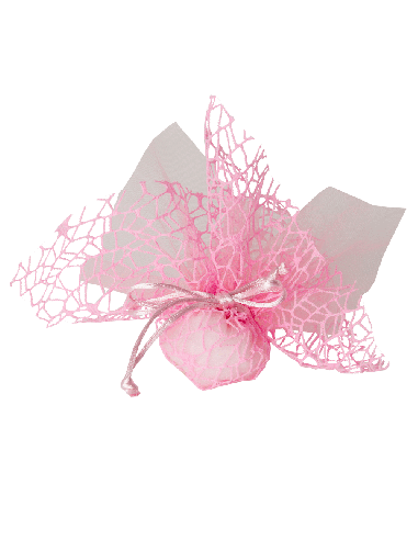 Sacchetto Rete XL con Velo Fata e Tirante 25x25 cm - Rosa | G3S Ingrosso