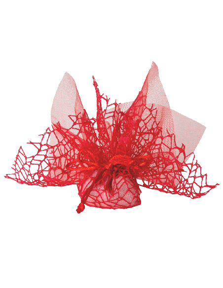 Sacchetto Rete XL con Velo Fata e Tirante 25x25 cm - Rosso | G3S Ingrosso
