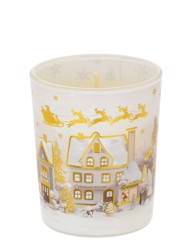 Candela paesaggio natalizio bianco vaniglia N8650-03BI | G3S