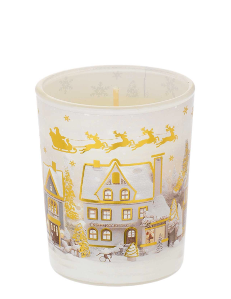 Candela paesaggio natalizio bianco vaniglia N8650-03BI | G3S