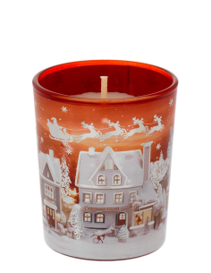 Candela paesaggio natalizio rosso cannella N8650-03RO | G3S