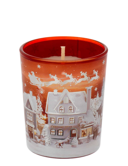 Candela paesaggio natalizio rosso cannella N8650-03RO | G3S