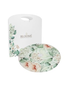 Tagliere girevole Bloome Botanic Ortensie verde in vetro Ø25cm con astuccio | G3S