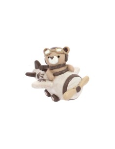 Orsetto aviatore beige in resina 7x6cm x h5cm | G3S