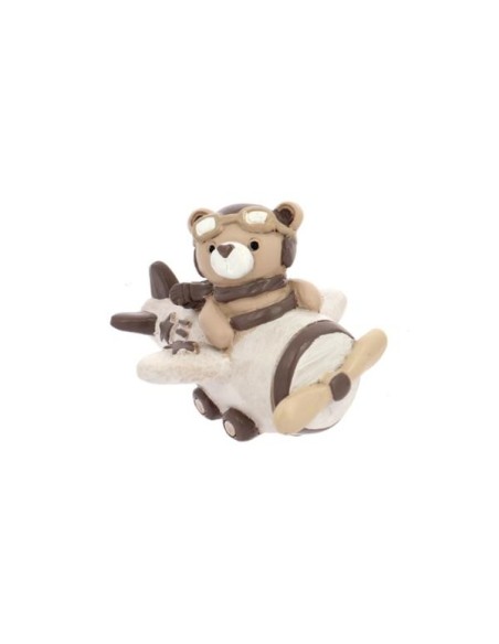 Orsetto aviatore beige in resina 7x6cm x h5cm | G3S
