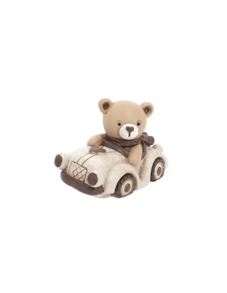 Orsetto auto beige in resina 6x3,5cm x h4cm | G3S