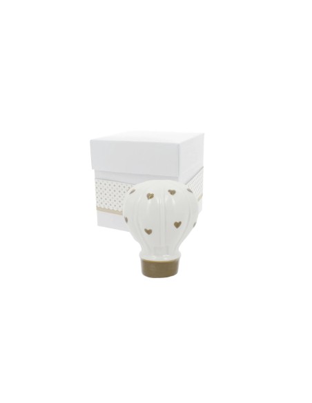 Mongolfiera con cuori beige porcellana 6,5x8cm | G3S