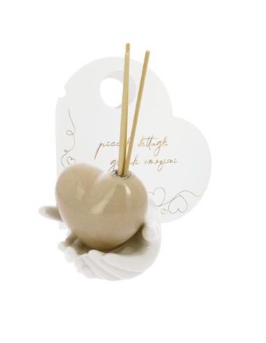 MANI CON PROFUMATORE CUORE BEIGE PORCELLANA LUCIDA 10X9 CON ASTUCCIO | G3S