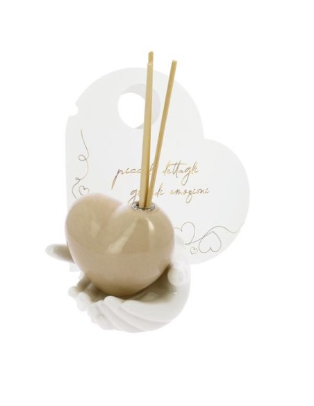 MANI CON PROFUMATORE CUORE BEIGE PORCELLANA LUCIDA 10X9 CON ASTUCCIO | G3S