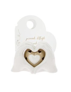 MANI CON LAMPADA CUORE BEIGE PORCELLANA LUCIDA 15X9 CON ASTUCCIO | G3S