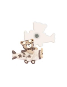 Magnete orsetto aviatore beige in resina 6x5cm | G3S