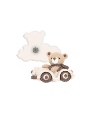 Magnete orsetto auto beige in resina 5,5x4,5cm | G3S