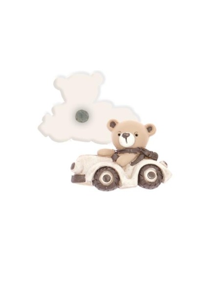 Magnete orsetto auto beige in resina 5,5x4,5cm | G3S