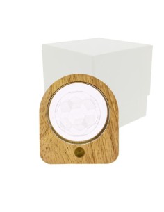 Luce notturna ovale LED pallone 3D in vetro e legno 7,5x8,5cm con astuccio | G3S