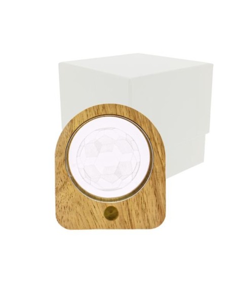 Luce notturna ovale LED pallone 3D in vetro e legno 7,5x8,5cm con astuccio | G3S