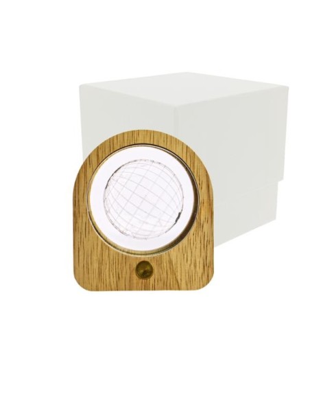 Luce notturna ovale LED mappamondo 3D in vetro/legno 7,5x8,5cm con astuccio | G3S