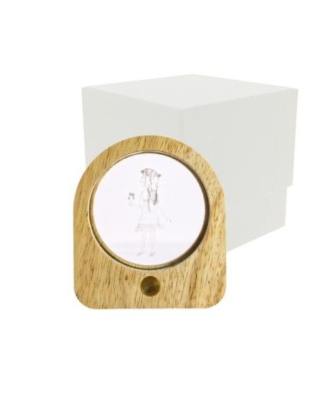 Luce notturna ovale led fatina 3d vetro/legno 7,5x8,5 con astuccio | G3S