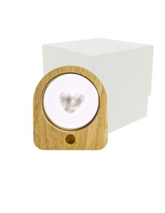 Luce notturna ovale led cuore 3d vetro/legno 7,5x8,5 con astuccio | G3S