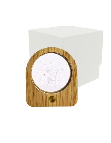 Luce notturna ovale led bimbo pensante rosa 3d vetro/legno | G3S