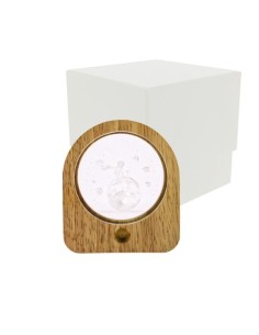 Luce notturna ovale led bimbo pensante mondo 3d vetro/legno | G3S