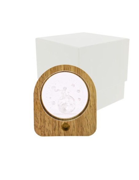 Luce notturna ovale led bimbo pensante mondo 3d vetro/legno | G3S