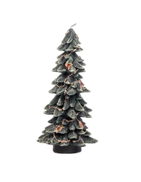 Candela albero vintage verde h 22 cm