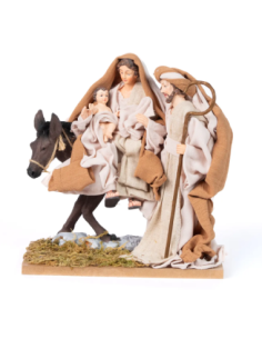 Natività Fuga in Egitto in tessuto tortora con Giuseppe in piedi