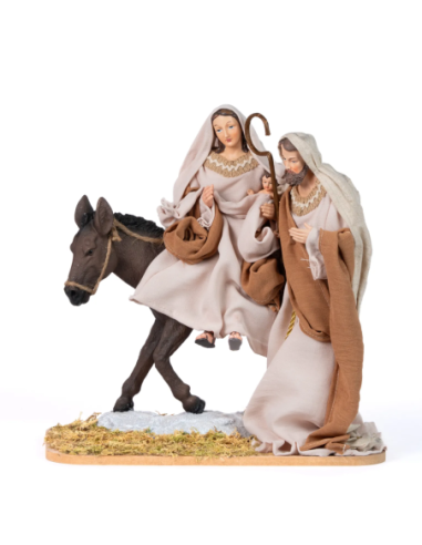 Natività Fuga in Egitto in tessuto tortora con coppia affiancata