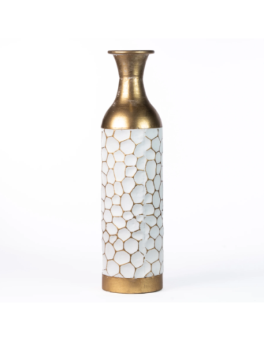 Vaso Monofiore Bianco/oro 14 X 55 cm Latta