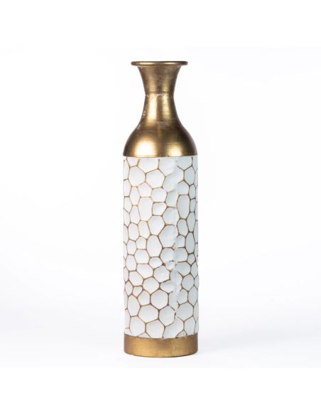 Vaso Monofiore Bianco/oro 14 X 55 cm Latta