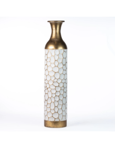 Vaso Monofiore Bianco/oro 14 X 65 cm Latta