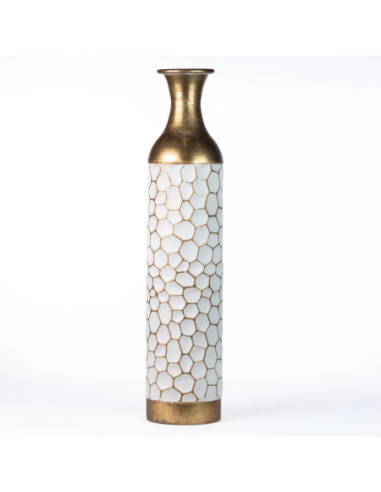 Vaso Monofiore Bianco/oro 14 X 65 cm Latta