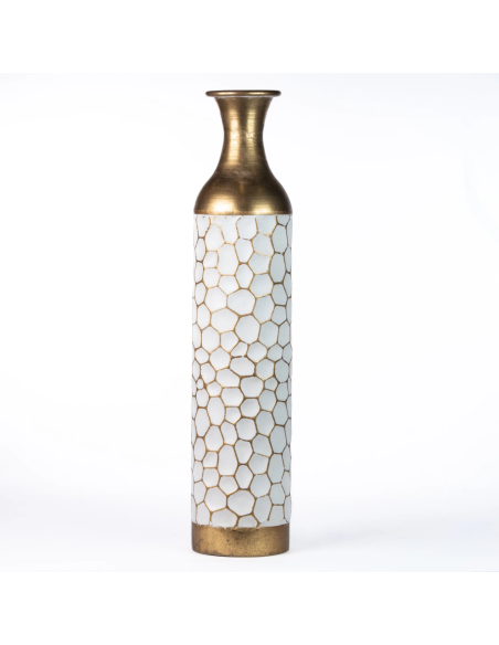 Vaso Monofiore Bianco/oro 14 X 65 cm Latta