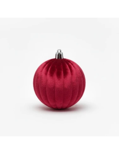 Box 12 sfere floccate rigate bordeaux ø 10 cm