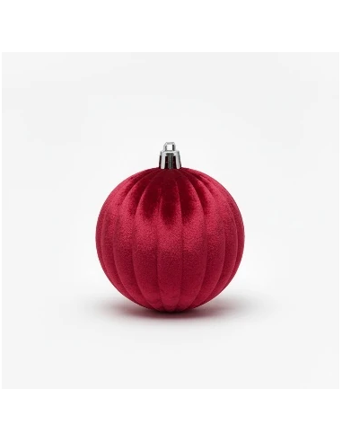Box 12 sfere floccate rigate bordeaux ø 10 cm