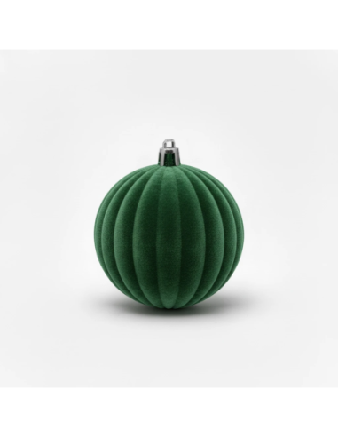Box 12 sfere floccate rigate verde ø 10 cm