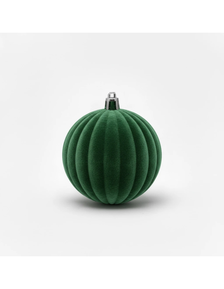Box 12 sfere floccate rigate verde ø 10 cm