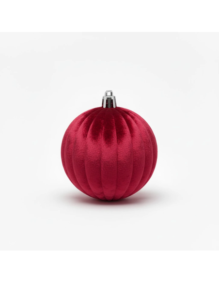 Box 16 sfere floccate rigate bordeaux ø 8 cm