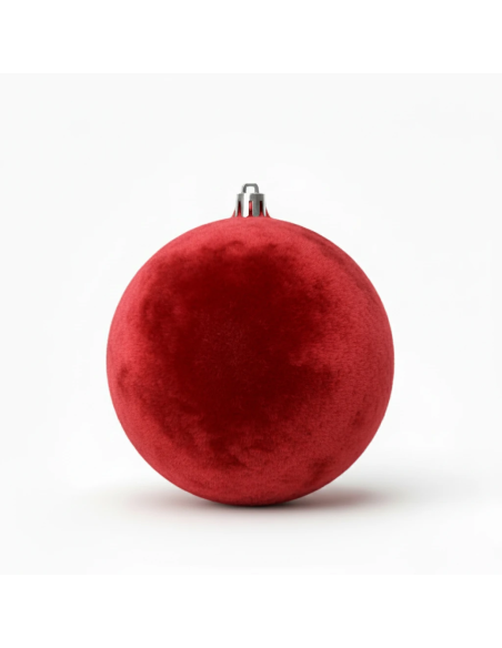Box 2 sfere floccate rosso ø 12 cm